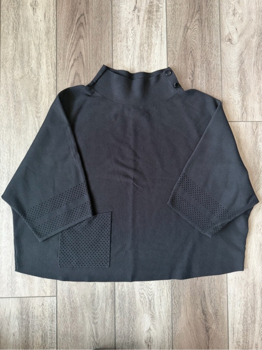 Joseph Ribkoff Classic Black Mock Neck Oversized Sweater Poncho (XL)